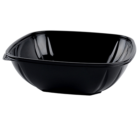 Fineline 15080L-BK Super Bowl Plus 80 oz. Black Extra Large Square PET  Plastic Bowl - 5/Pack