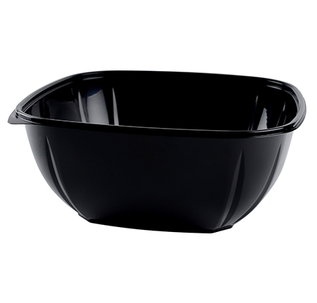 Fineline 15160L-BK Super Bowl Plus 160 oz. Black Extra Large Square PET  Plastic Bowl - 5/Pack