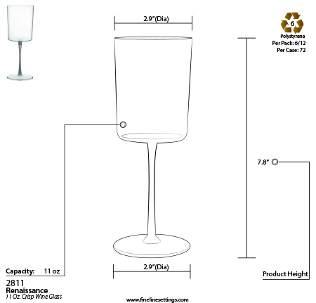 Fineline 2722-WH Renaissance 12 oz. Stemless White Plastic Wine Glass -  48/Case