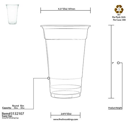 Fineline Settings 3121298 - Super Sips 12 - 14 oz. PETE Drinking