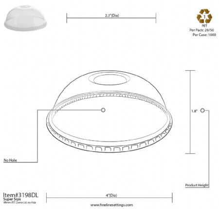 Fineline Settings 9401-L, 14-Inch Platter Pleasers Clear Round Dome PET  Lids, 25/CS