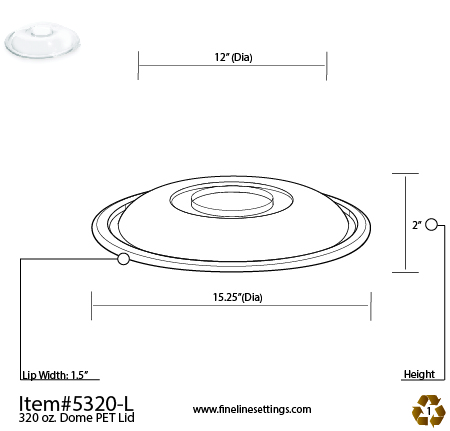 Fineline 15816L-L Super Bowl Plus Clear Dome PET Plastic Lid for 80 and 160  oz. Square Bowls - 50/Case